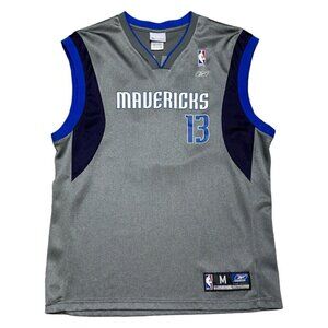 Vintage STEVE NASH Y2K Dallas Mavericks Reebok Silver NBA Basketball Jersey M